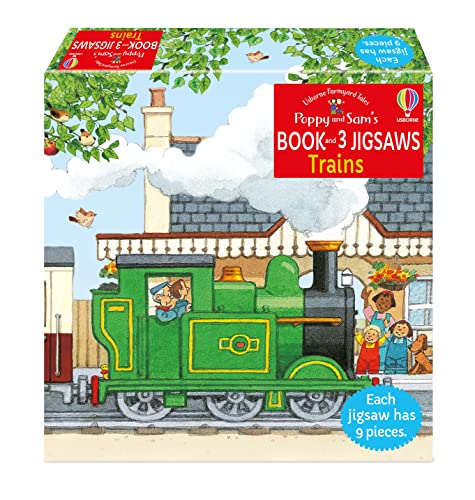 Usborne Book and 3 Jigsaws - Trains
