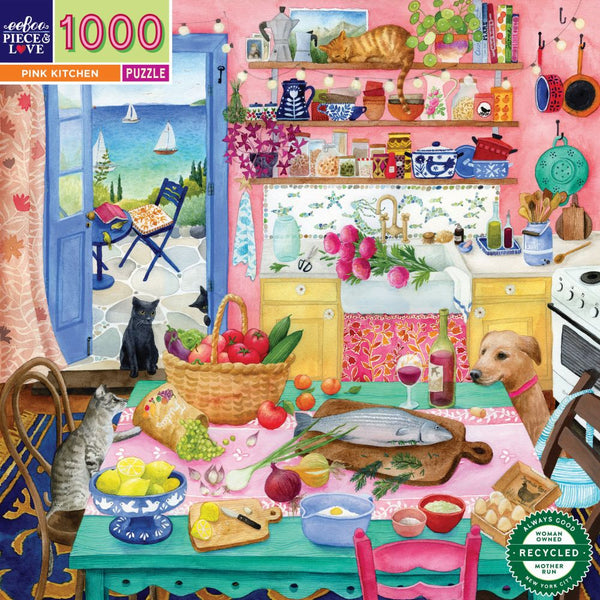 1000 Pc Puzzle - eeBoo - Pink Kitchen