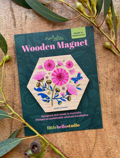 Wooden Magnet - Flowering Gum