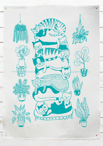 Able & Game Tea Towel - Cat Stack
