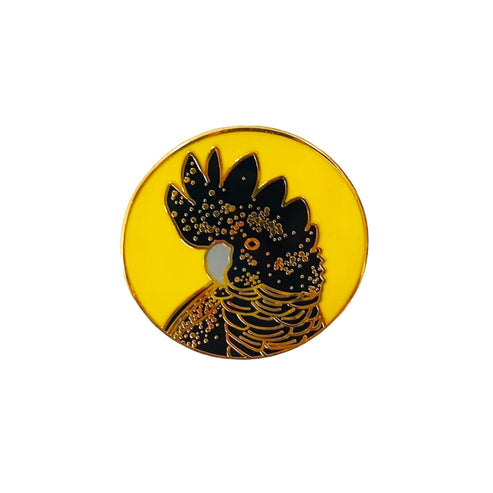 Red Parka Round Pin - Black Cockatoo