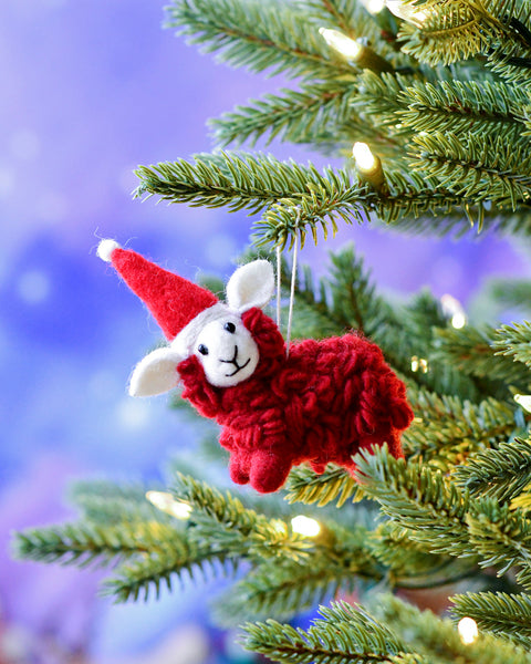 Felt Ornament - Sheep Red