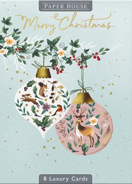 Paper House Christmas Card Pack - Woodland Baubles