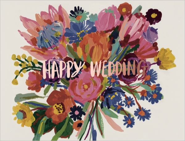 Card - Happy Wedding Flowers
