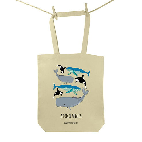 Red Parka Tote Bag - Pod of Whales