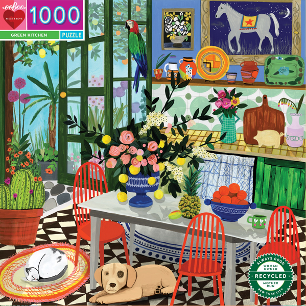 1000 Pc Puzzle - eeBoo - Green Kitchen