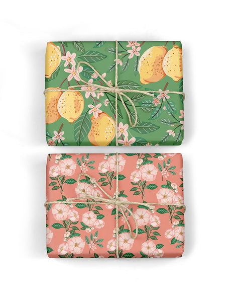 Bespoke Letterpress Wrapping Paper - Lemons / Camellias