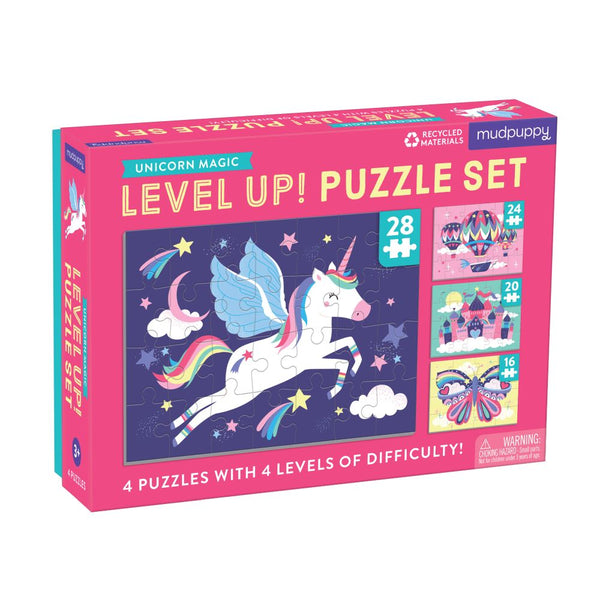 Mudpuppy Level Up 4 Puzzle Set - Unicorn