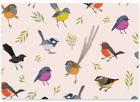 Earth Greetings Folded Wrapping Paper - Little Birdies