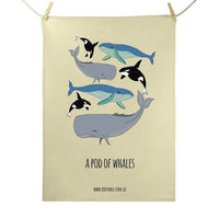 Red Parka Tea Towel - Pod of Whales