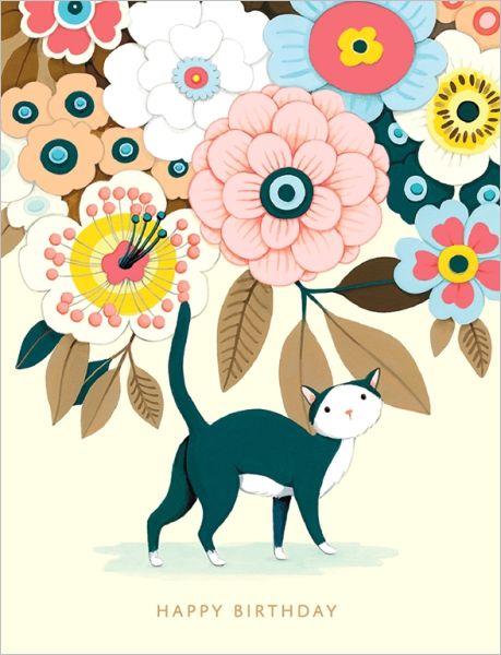 AT Foil Card - Birthday Floral Kitty