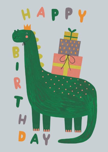 ED Foil Card - Birthday Cute Dinosaur