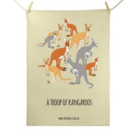 Red Parka Tea Towel - Troop of Kangaroos