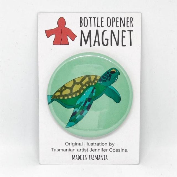 Red Parka Bottle Opener Magnet - Turtle