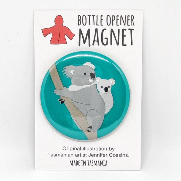 Red Parka Bottle Opener Magnet - Koala