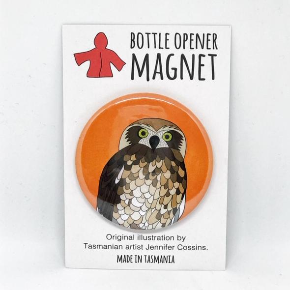 Red Parka Bottle Opener Magnet - Owl