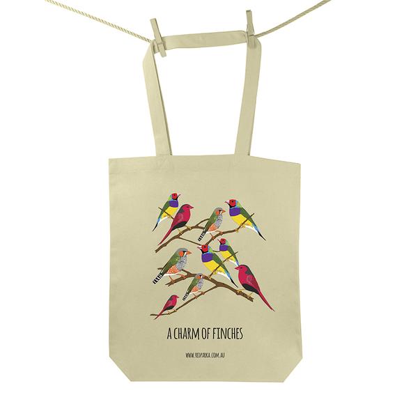 Red Parka Tote Bag - Charm of Finches
