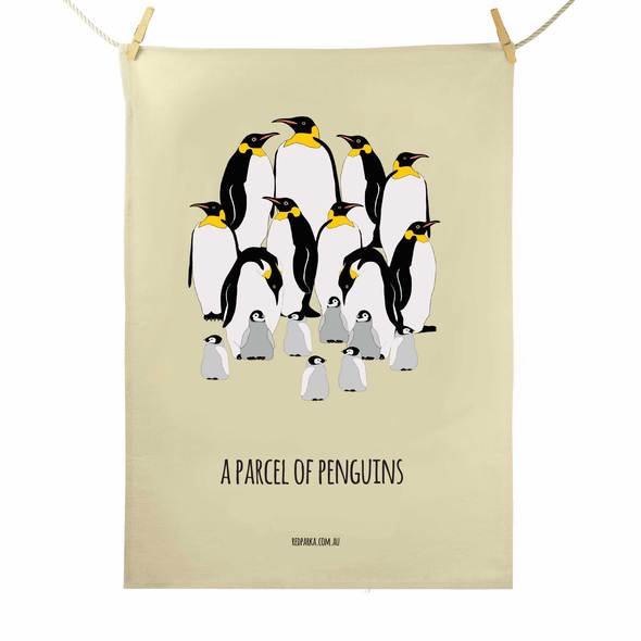 Red Parka Tea Towel - Parcel of Penguins