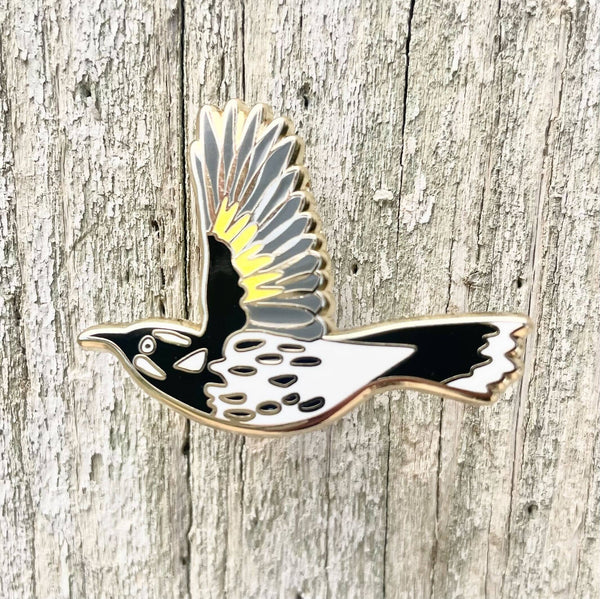 Bridget Farmer Enamel Pin In Flight - New Holland Honeyeater