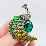 MQ Brooch - Enamel Colored Rhinestone Peacock