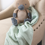 Pram Knitted Blanket - Checkered Seafoam