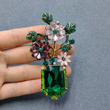 MQ Brooch - Inlaid Glass & Rhinestone Flower