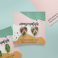 Occasionalish Earrings - Pink Princess Philodendron