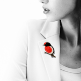 Selatan Brooch - Bird Red-capped Robin