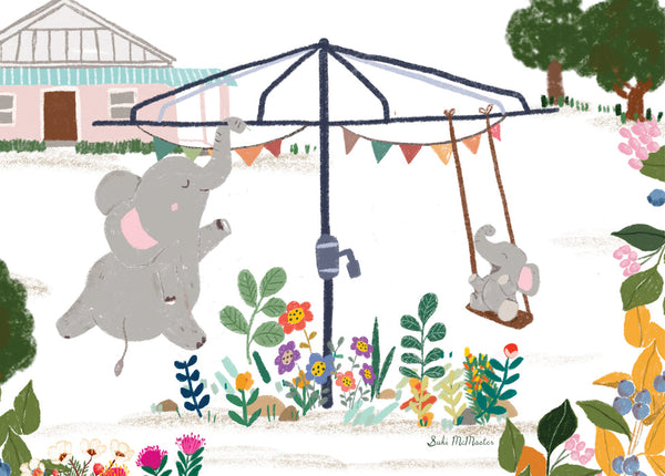 Suki McMaster Card - Elephant Clothesline