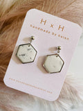 HxH Dangles - Hexagon Pink Marble