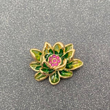 MQ Brooch - Green Enamel Lotus Brooch