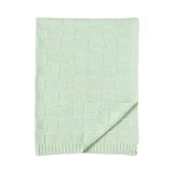 Pram Knitted Blanket - Checkered Seafoam