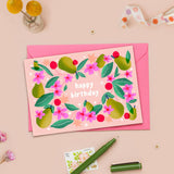 NLO Card - Birthday Pink Flowers