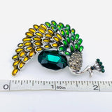 MQ Brooch - Enamel Colored Rhinestone Peacock