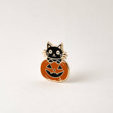 Happily Plants Pin - Pumpkin & Black Cat
