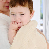 Pram Knitted Blanket - Checkered Sand