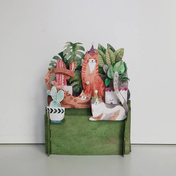 Pop Up Card - Cats and Plants