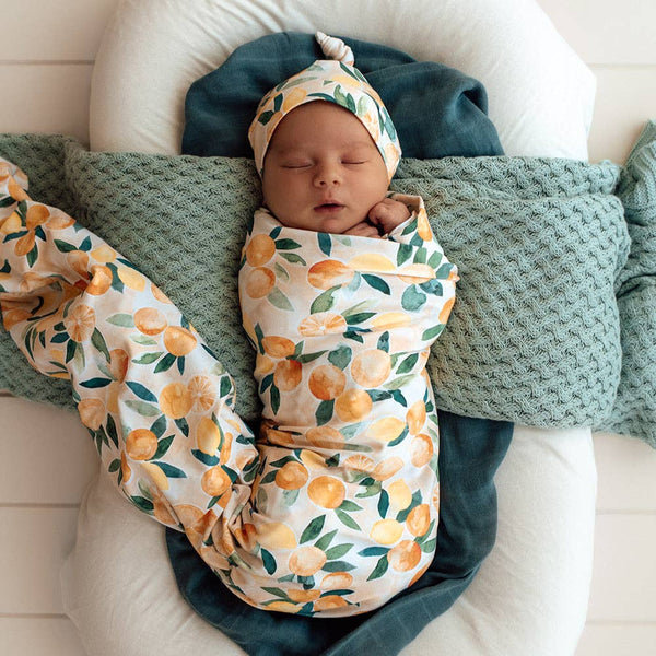 Jersey Wrap & Beanie Set - Sunny Citrus Organic