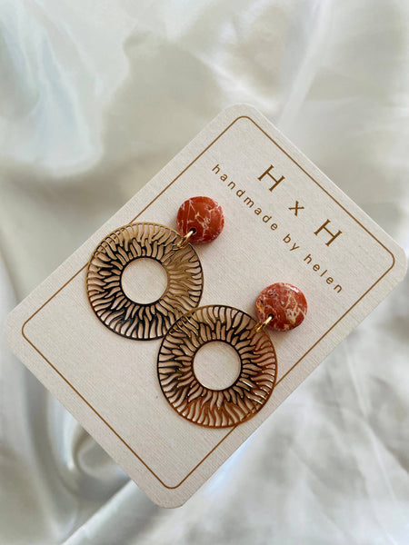 HxH Dangles - Sun Terracotta Marble / Gold