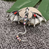 MQ Brooch - Rhinestone Enamel Dragon Red