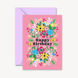 NLO Card - Birthday Cute Pink Floral