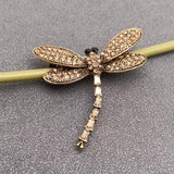 MQ Brooch - Rhinestone Dragonfly Gold