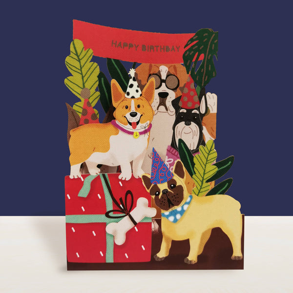 Paper Cut Card - Birthday Dogs