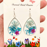 MQ Sml Dangles - Queen Anne's Lace & Daffodil Flowers Teardrop
