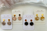 HxH Dangles - Hexagon Pink Marble