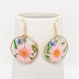 MQ Dangles - Floral Geometric Pendant Genuine Dried Flowers
