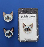Patch Press Pin - Cat Siamese (gold metal)