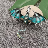 MQ Brooch - Rhinestone Enamel Dragon Red