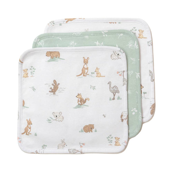 3 Pack Wash Cloths - Australiana