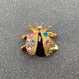 MQ Brooch - Rhinestone Ladybug Blue